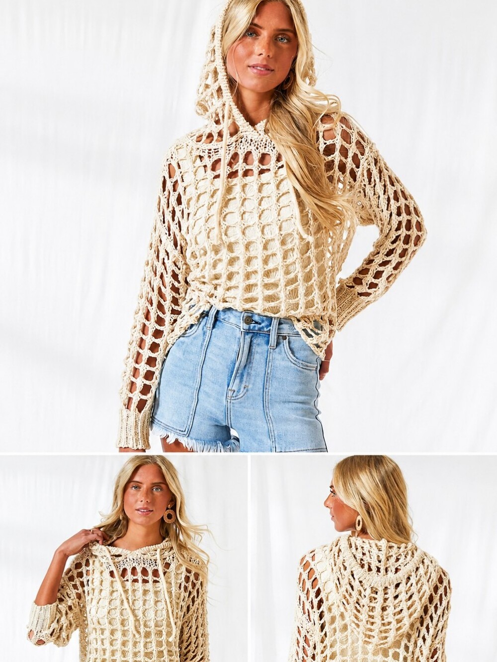Buckle NWTs Fisherman Hoodie Beachy Hippie Crochet Euro Summer Sz XS Boho